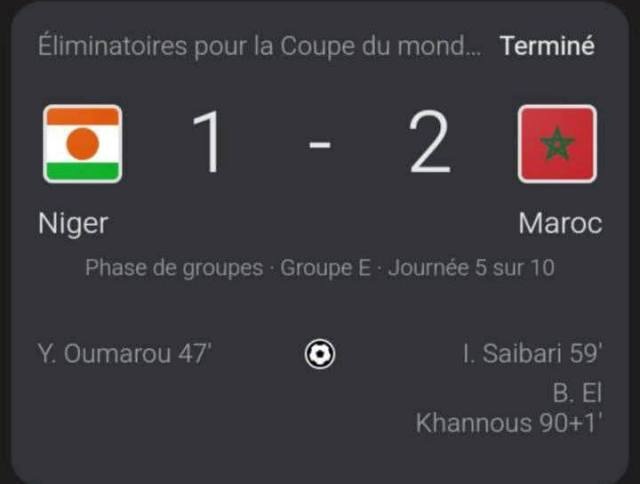 Match Maroc Niger 21 03 2025