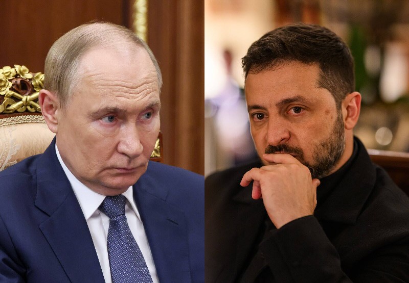 collage Vladimir Poutine et Volodymyr Zelensky