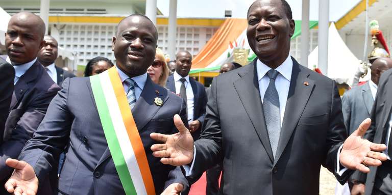 Alassane Ouattara en compagnie de Guillaume Soro