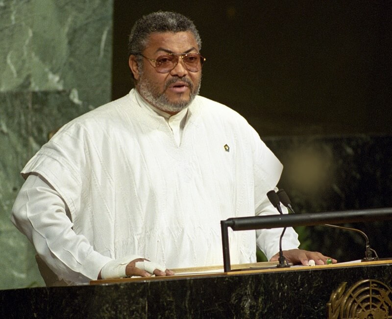 Ghanian Pres Jerry J Rawlings United Nations