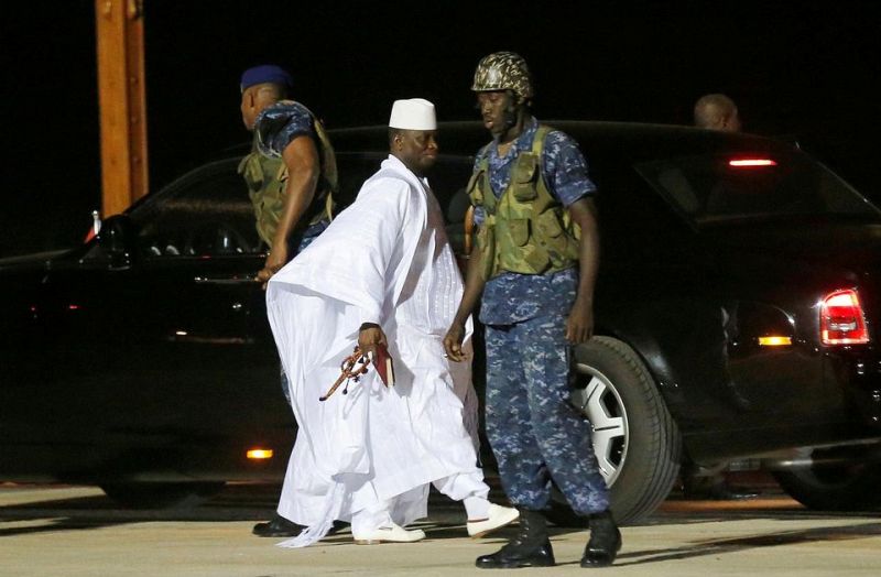 yahya jammeh arrives at the airport gambia
