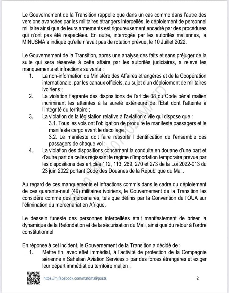 Communique 34 Gouvernement Mali