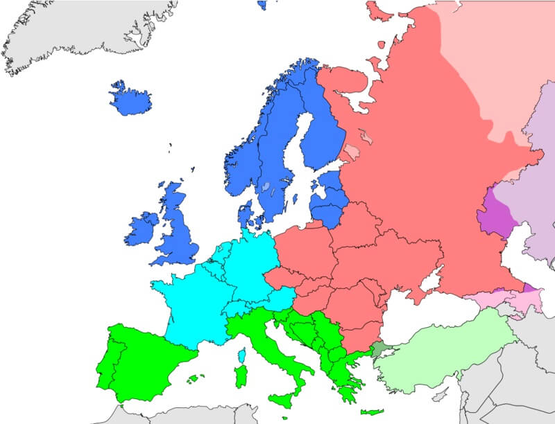 Localisation regions Europe ONU