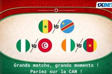 Choisissez vos favoris lors des affrontements les plus passionnants de la 2è journée de la CAN avec 1xBet !