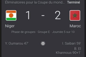 Le Niger s’incline face au Maroc (1-2) dans un match intense lors des éliminatoires de la Coupe du Monde 2026